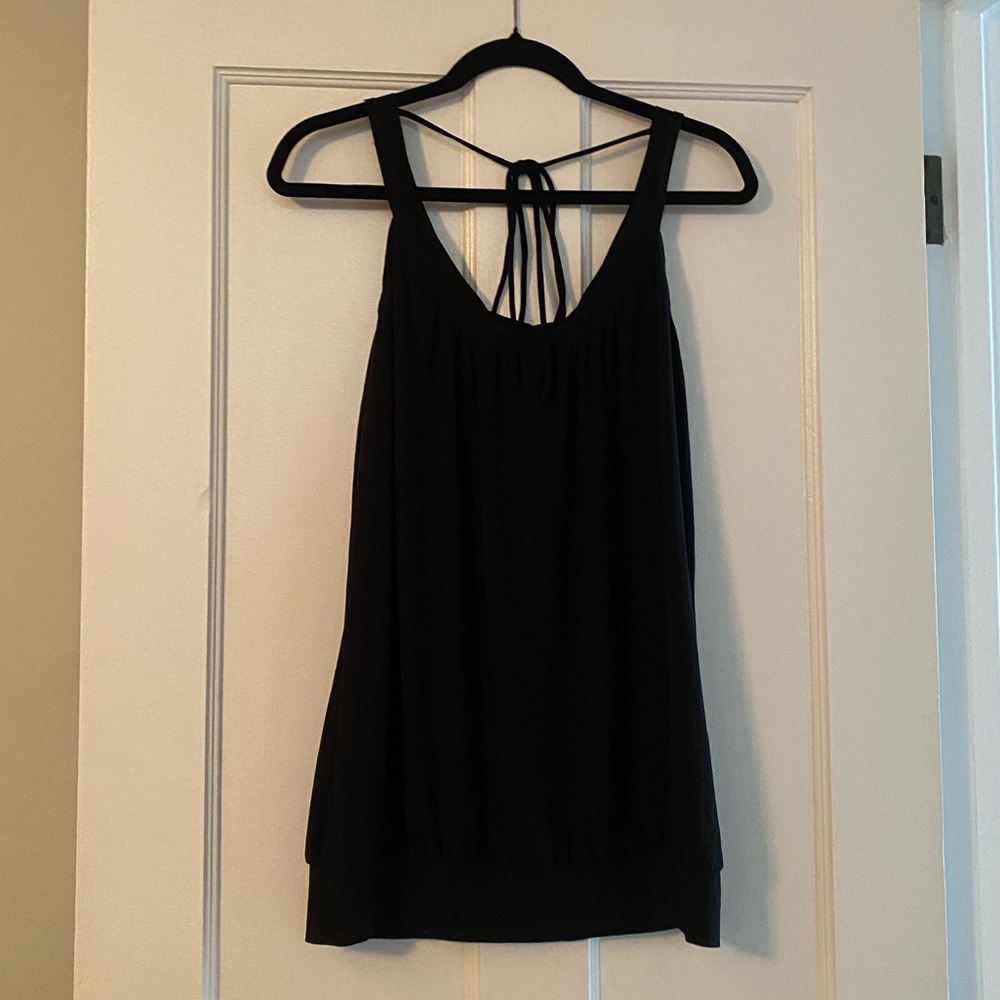 Wrapper Black Tank Top with Tie-Back